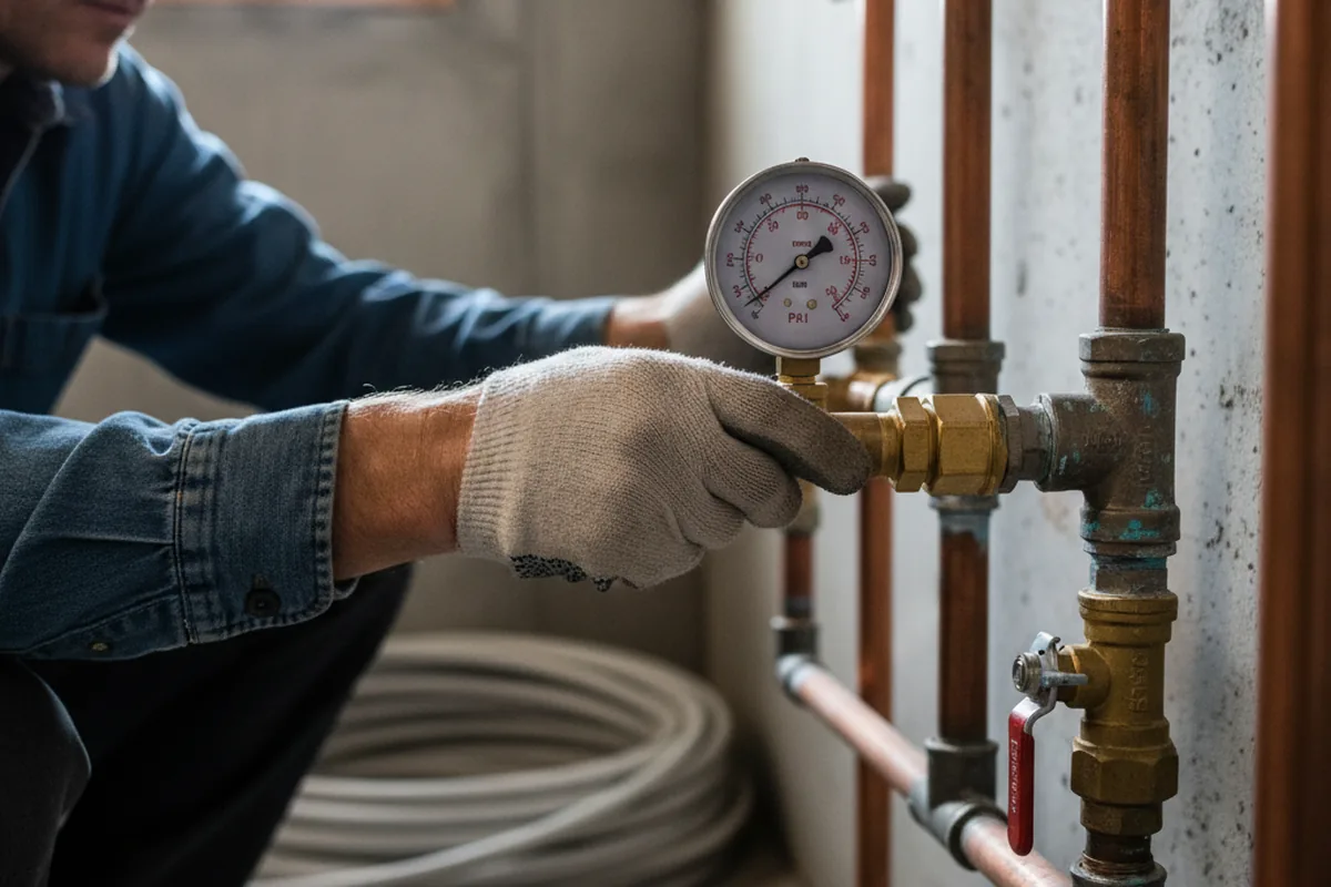 Pressure testing a repaired line during Water Line Repair in Grove